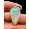 Silver faceted precious opal pendant