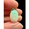 Silver faceted precious opal pendant