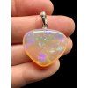 Silver faceted precious opal pendant