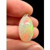 Silver faceted precious opal pendant