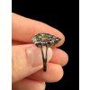 Silver ring with faceted moldavites and garnets size 50