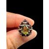 Silberring mit facettierte Moldavite und Granate Größe 50