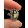 Silver ring with faceted moldavites and zircons size 51
