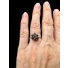 Silver ring with faceted moldavites and garnets size 60
