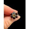 Silver ring with faceted moldavites and garnets size 60