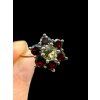 Silberring mit facettierte Moldavite und Granate Größe 60