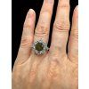 Silberring mit facettierte Moldavite und Zirkone Größe 53