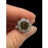 Silberring mit facettierte Moldavite und Zirkone Größe 53