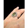 Silver ring with faceted moldavites and zircons size 50