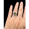 Silver ring with faceted moldavites and zircons size 50