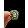 Silberring mit facettierte Moldavite und Zirkone Größe 50
