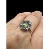 Silberring mit facettierte Moldavite und Granate Größe 54