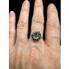 Silver ring with faceted moldavites and garnets size 54