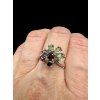 Silver ring with faceted moldavites and garnets size 53