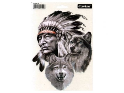 Samolepka AVISA - Indian s vlkama