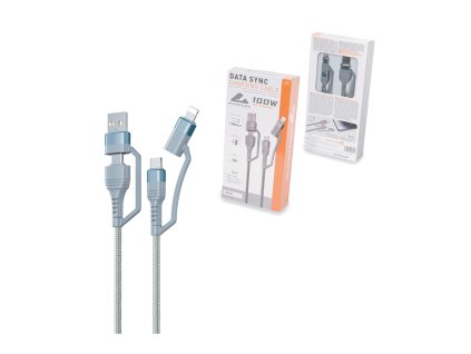 USB kabel 4v1 - 1 m 100W - šedý