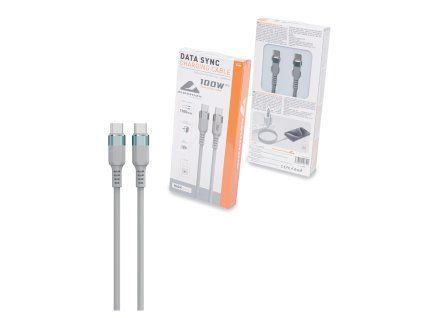 USB-C/USB-C kabel 1 m – 100 W, 5 A, 480 Mbps, šedý