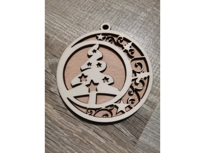 Dřevěná vánoční ozdoba č.29 - dvouvrstvý stromeček