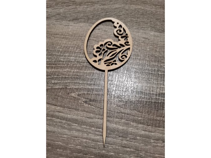 Dřevěný velikonoční zápich č.08 - zdobená kraslice