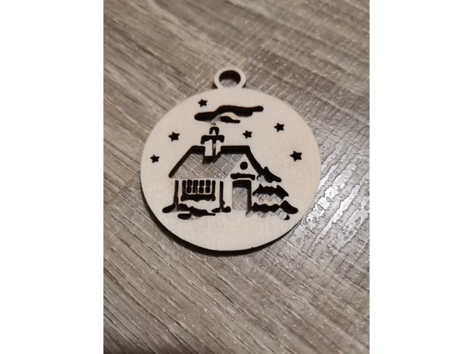 Dřevěná vánoční ozdoba č.10 - domek