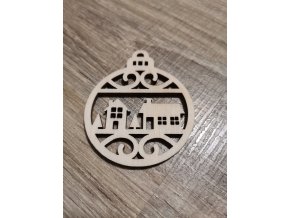 Dřevěná vánoční ozdoba č.20 - domečky