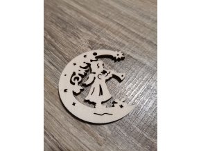 Dřevěná vánoční ozdoba č.21 - Andílek s trubkou