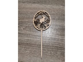 Dřevěný velikonoční zápich č.05 - kraslice se zajíčkem