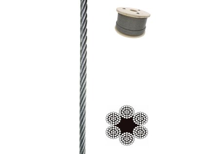 Oceľové lano DIN 3066 spletenie 6x37+FC 16mm Zn