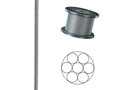 Oceľové lano DIN 3055 spletenie 1x7 poplastované 1/2mm