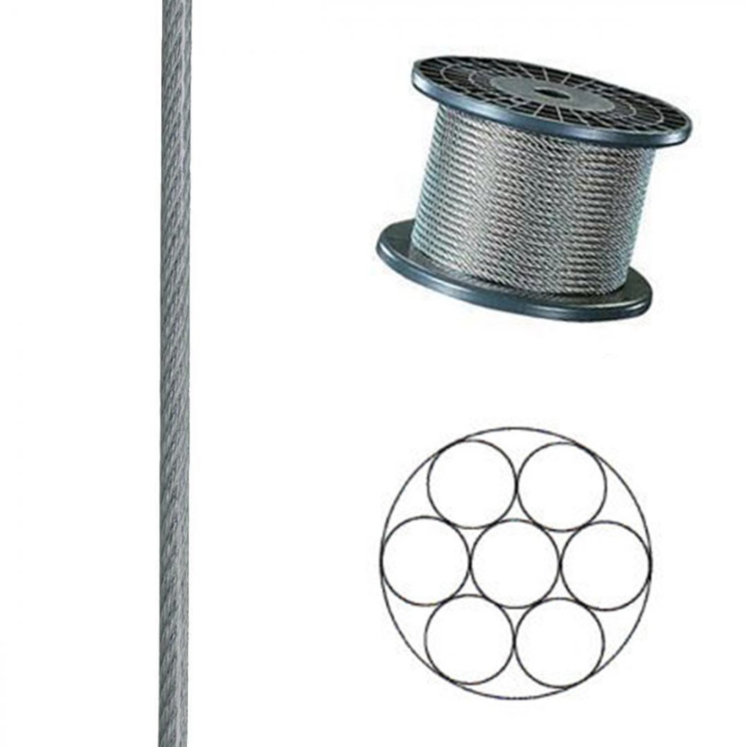 Oceľové lano DIN 3055 spletenie 1x7 poplastované 1/2mm