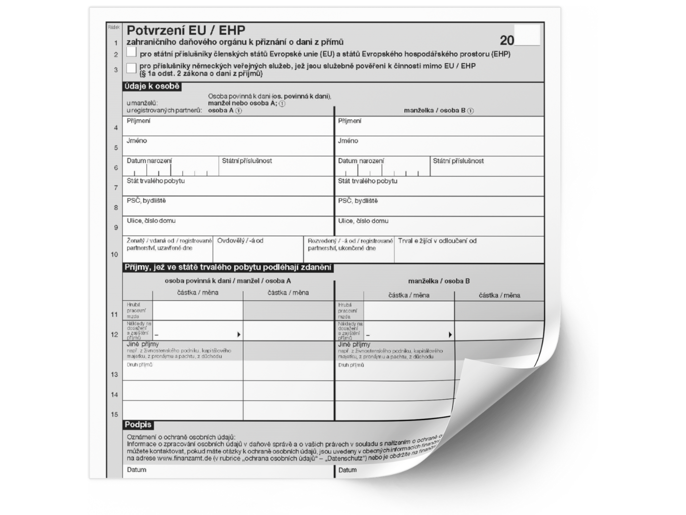 Bescheinigung EU | Potvrzení EU