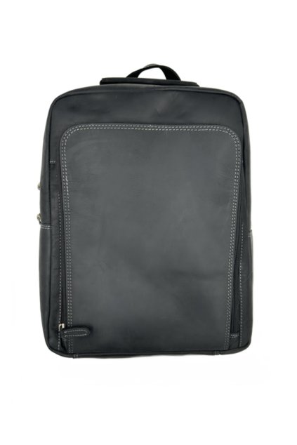Kožený unisex střední černý batoh 834-2