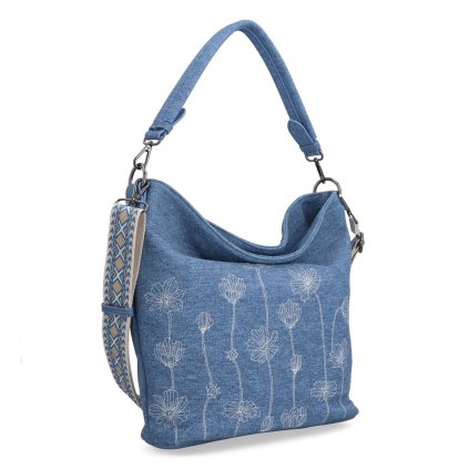 Prostorná crossbody kabelka syntetická Indee modrá  6337 M