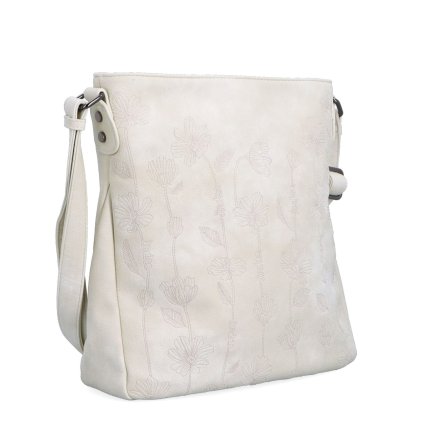 Prostorná crossbody kabelka květinová Indee krémová  6327 K