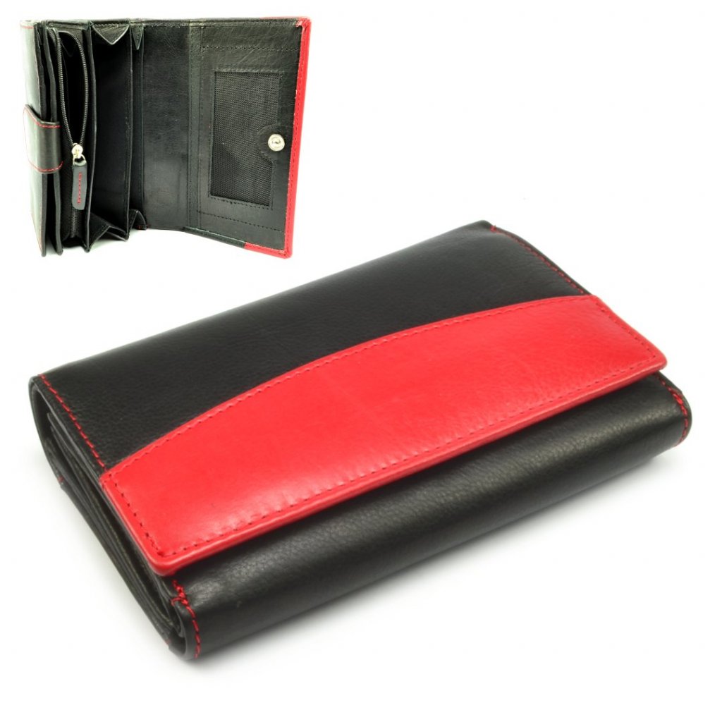 Černá dámská kožená peněženka s pruhem
