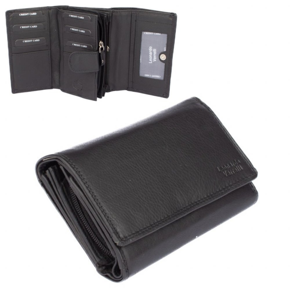 Kožená luxusní černá peněženka 30 576 01