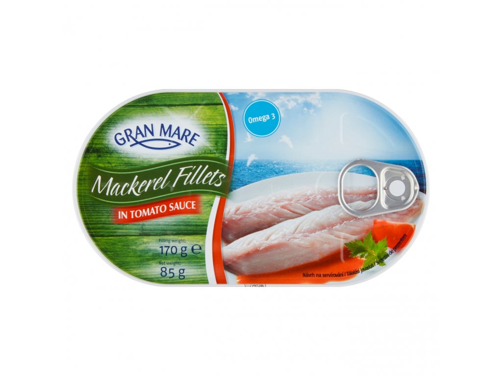 Filety z makrely Gran Mare 170g pp 85g, v tomatové omáčce  85 g