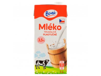Mléko trvanlivé plnotučné 3,5% Boni .  1 l