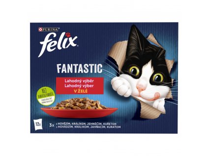 Kapsičky pro kočky Fantastic Felix 12x85g, kuře/hovězí/králík/jehněčí v želé  1020 g