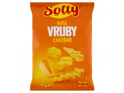 Naše vruby smažené bramborové lupínky Solty s příchutí Cheddaru  120 g