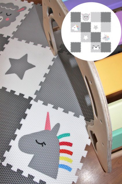 Minideckfloor podlaha 16 dílů beránek, jednorožec, tuleň a hvězda 0267