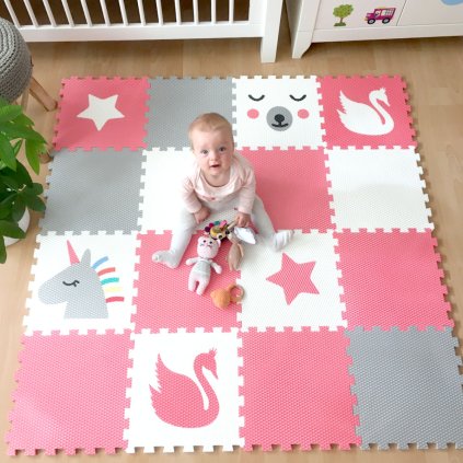 Minideckfloor podlaha 16 dílů - jednorožec, méďa, labuť a hvězda