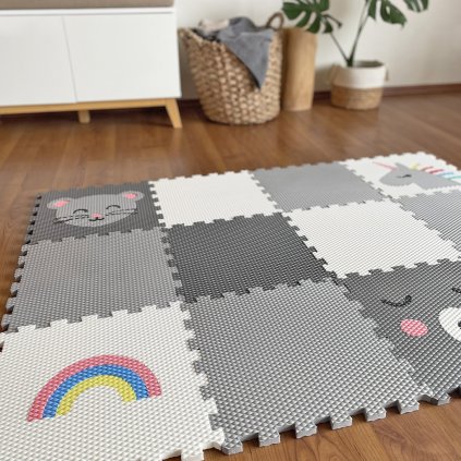 Minideckfloor podlaha 12 dílů - myška, méďa, duha a jednorožec 230161