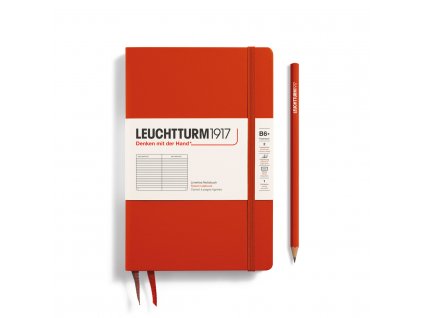 370286 LT1917 NB Paperback HC Fox Red Liniert 20x20cm 150dpi