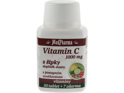 MedPharma Vitamín C 1000mg s šípky (Balení 60 + 7 tablet ZDARMA, Forma tablety)