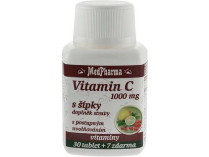 MedPharma Vitamín C 1000mg s šípky (Balení 60 + 7 tablet ZDARMA, Forma tablety)