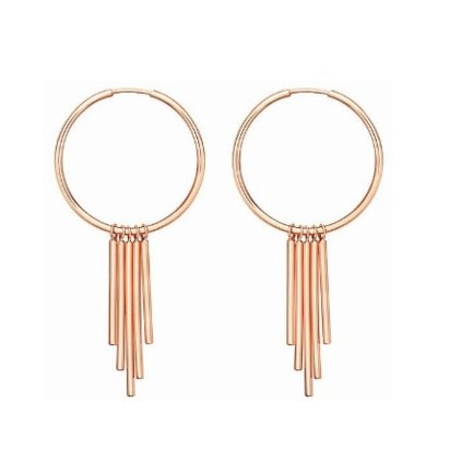 Stříbrné náušnice s třásněmi potažené růžovým zlatem – elegantní dámský šperk s luxusním leskem