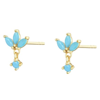 Pozlacené náušnice ze stříbra 925 s tyrkysovými kameny v květinovém motivu.jpg