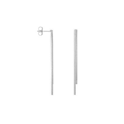 [18347EPL] Sterling silver two snake chains long earring (Sterling silver)