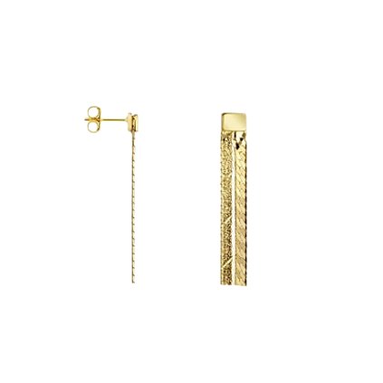 Golden Line Texture – dlouhé pozlacené náušnice ze stříbra 925
